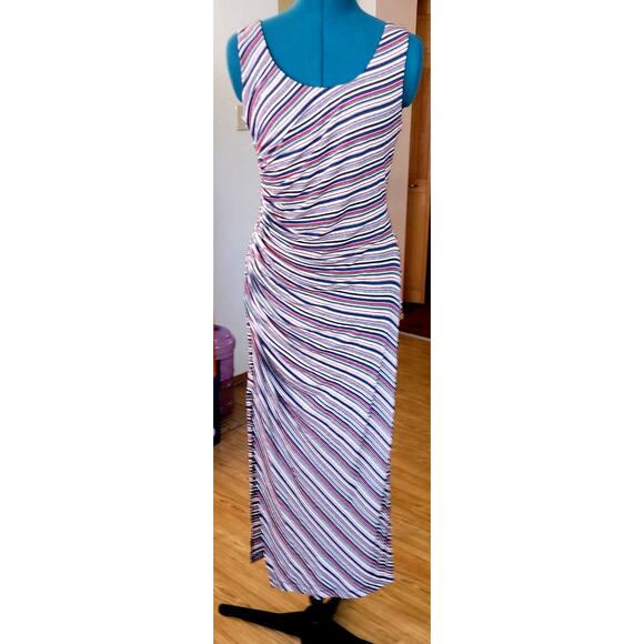 Bailey 44 Duststorm Stripe Maxi Tank Dress Womens M Ruching Minimalist Coastal - Picture 4 of 16